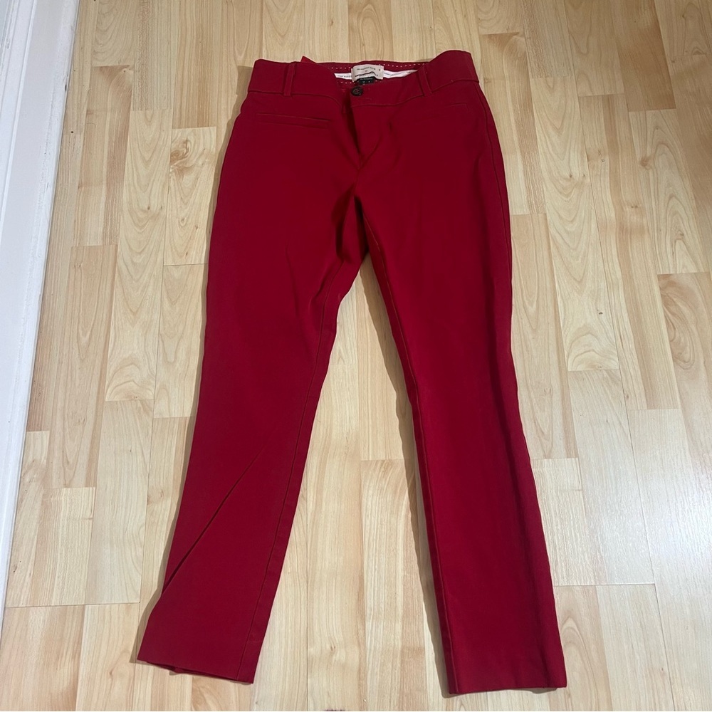 Anthropologie Womens Red Essential Slim Trouser Business Pants Size 0